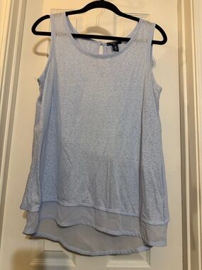 GAP Light Blue Layered Chiffon Hem Tank Top